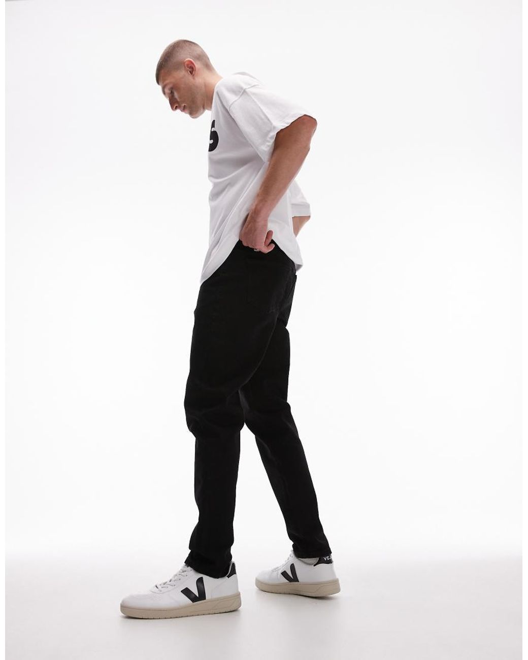 Topman White Stretch Taper Jeans for men