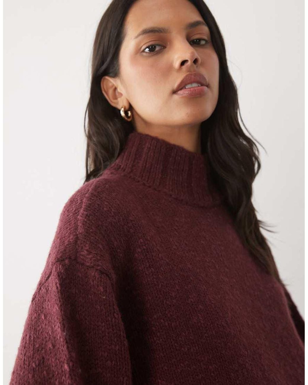 Abercrombie & Fitch Red Oversized Funnel Neck Jumper