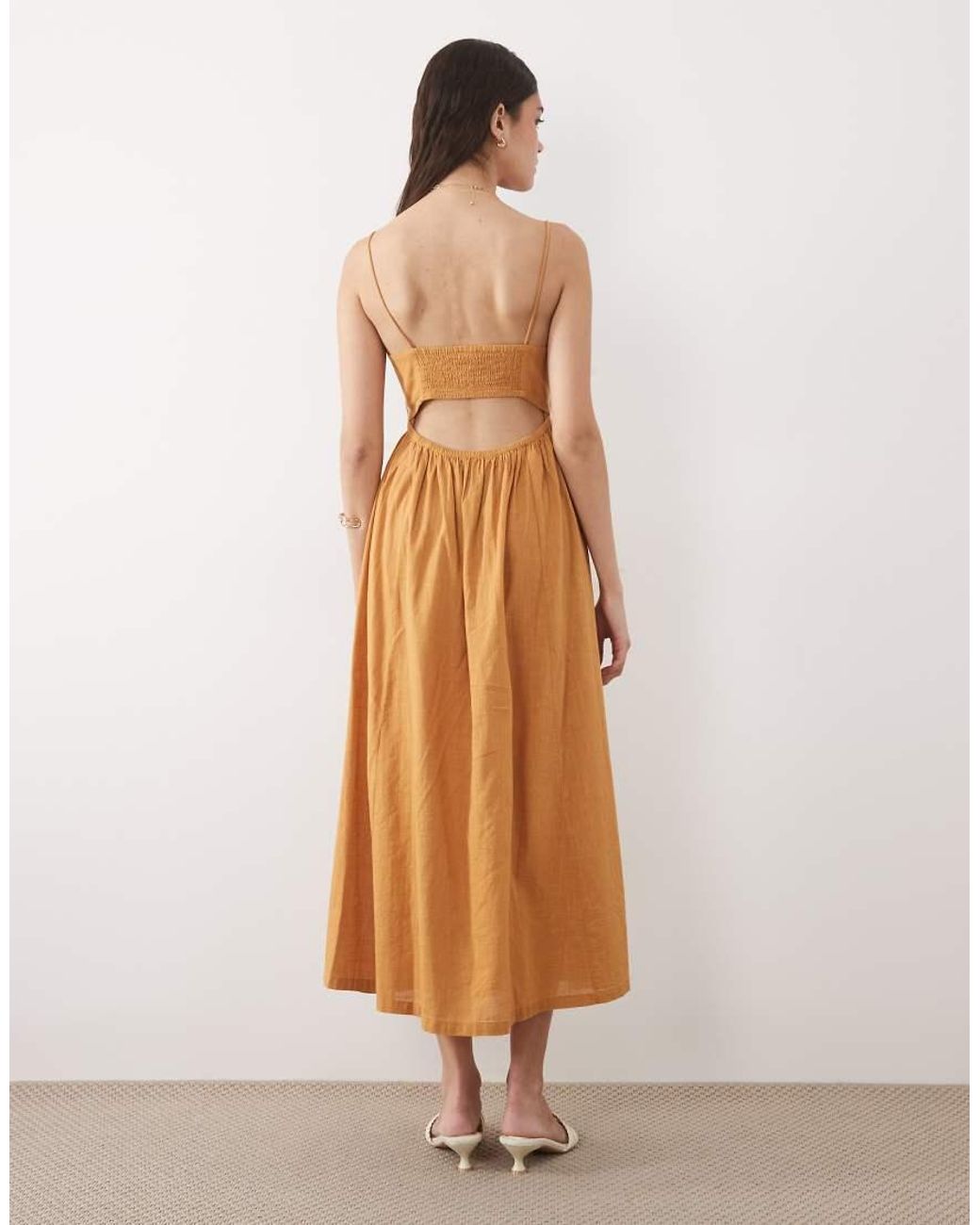 New Look Brown Shell Embroidered Midi Dress