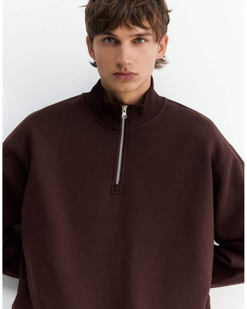 Pull&Bear Red Quarter-zip Sweatshirt for men