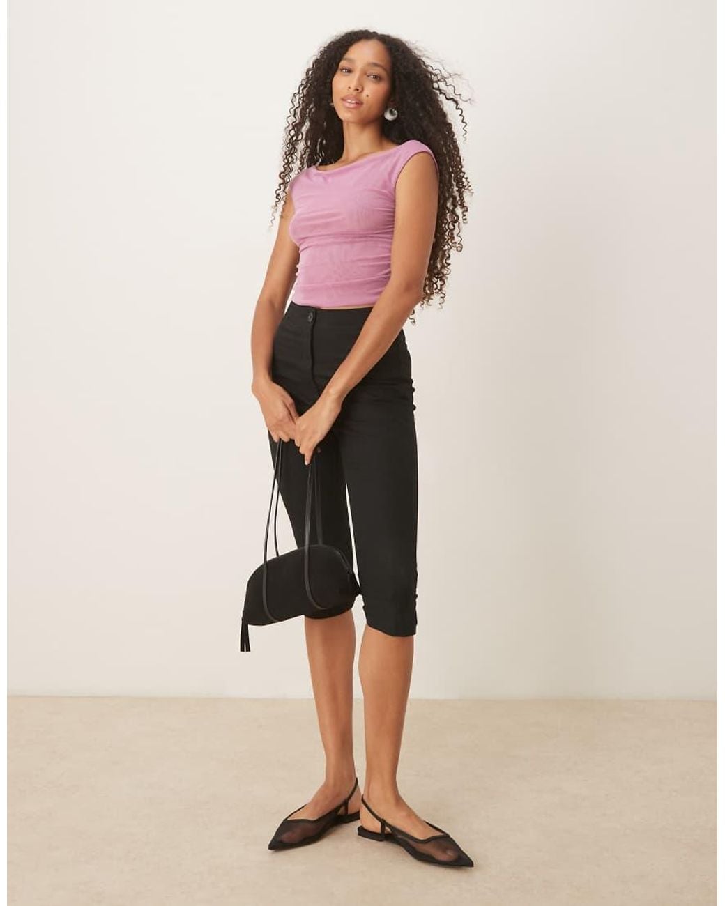 Cotton On Pink Gathered Mesh Off Shoulder Top