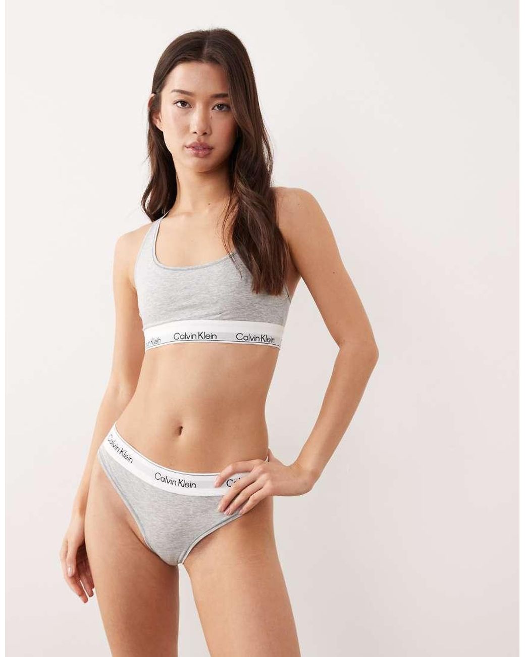 Icon Bralette A Scollo Rotondo di Calvin Klein in Natural