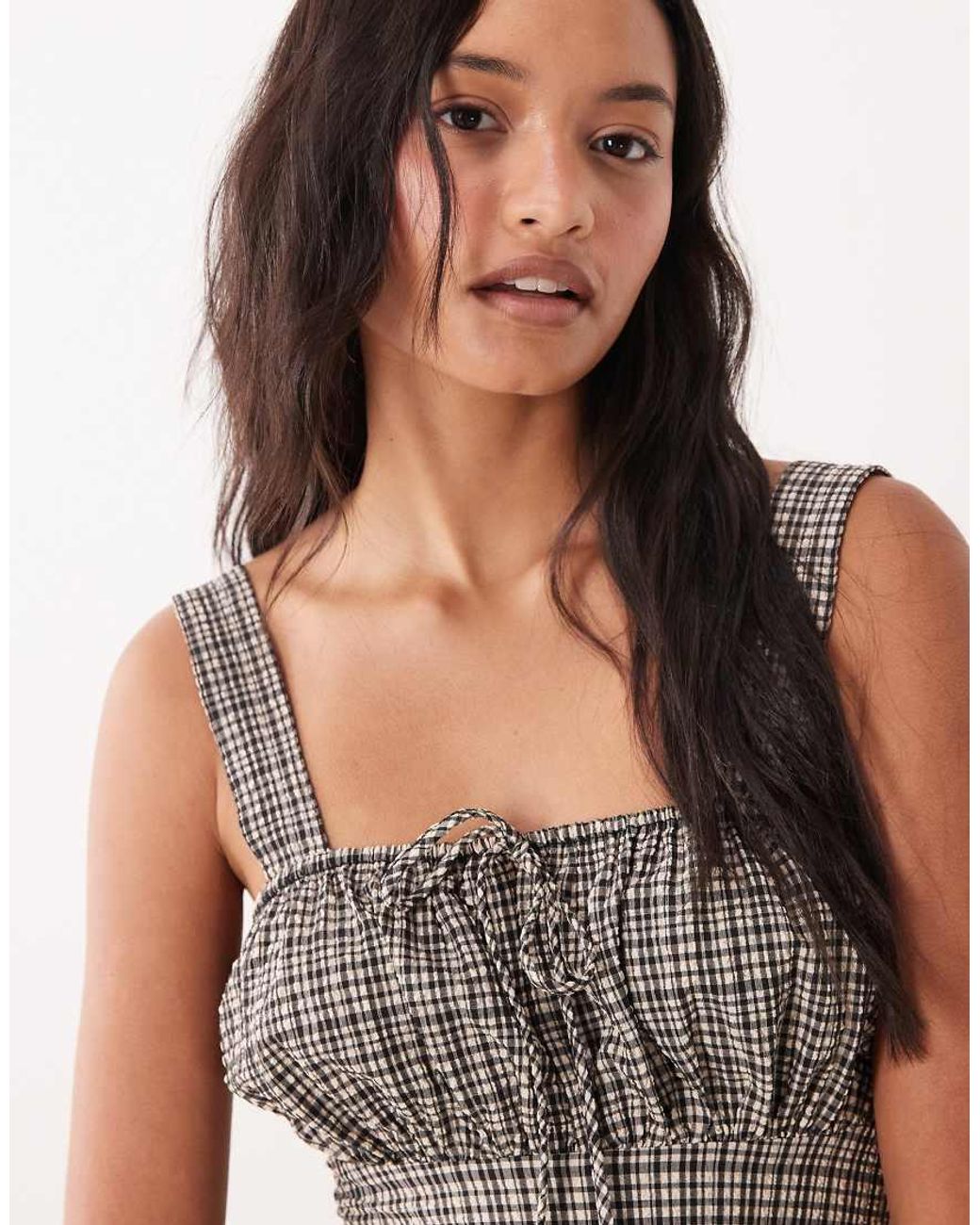 Wednesday's Girl Natural Wednesdays Girl Tie Front Mini Milkmaid Dress
