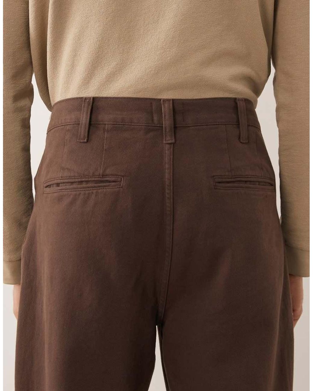 ASOS Natural Relaxed Tapered Trousers for men