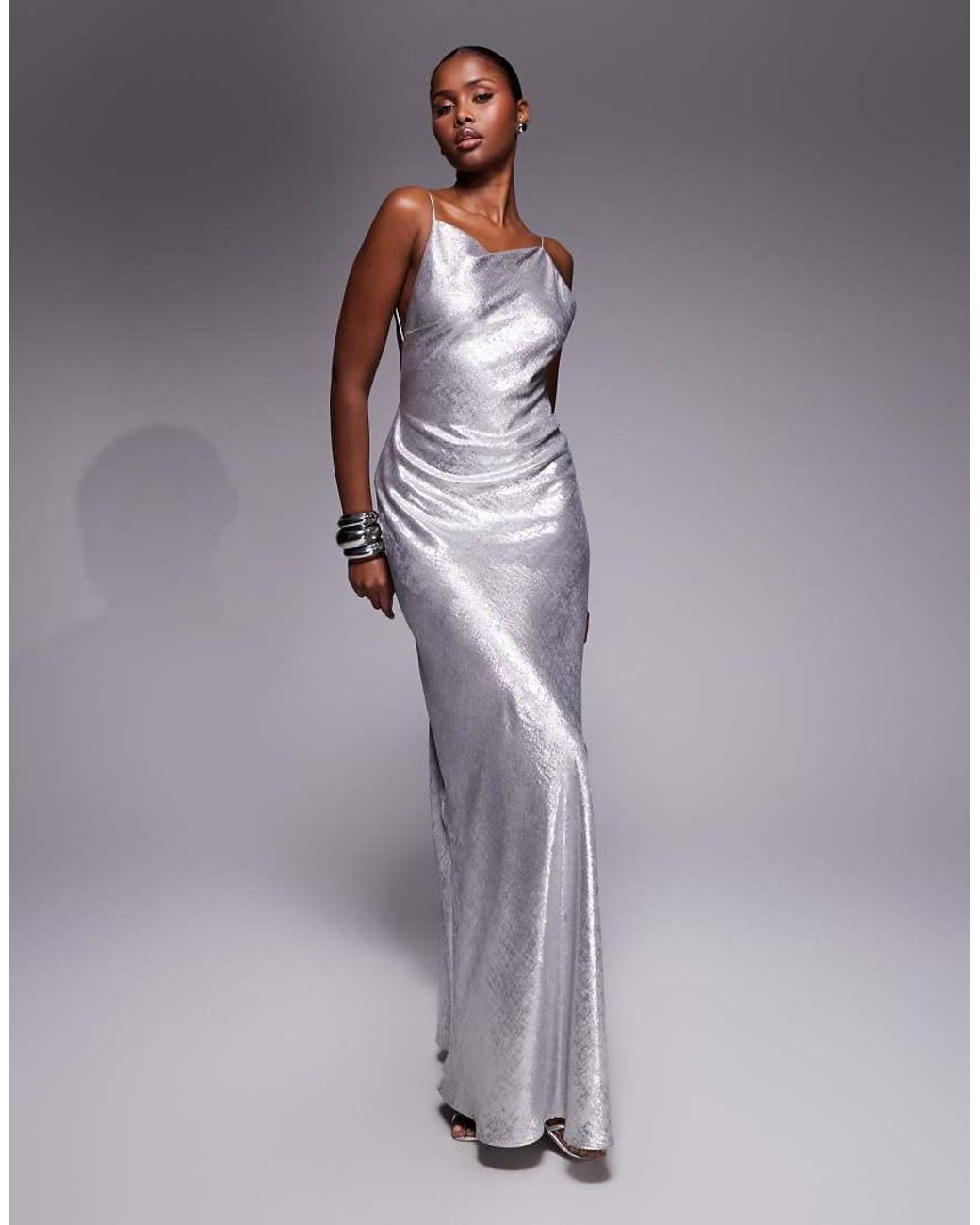 Mango Gray Featuring Kaia Gerber Backless Cami Maxi Dress