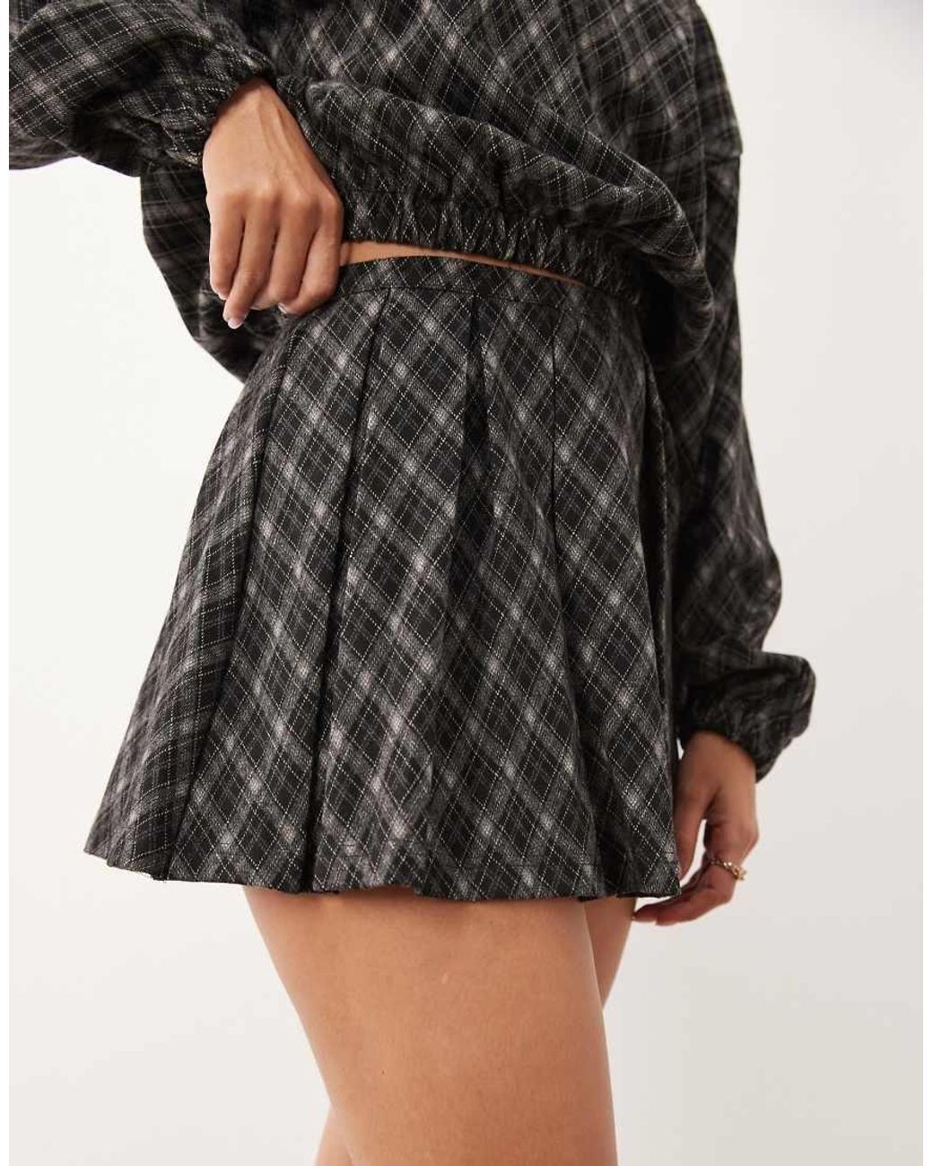 ASOS Black Mix & Match Brushed Pleated A-line Mini Skirt