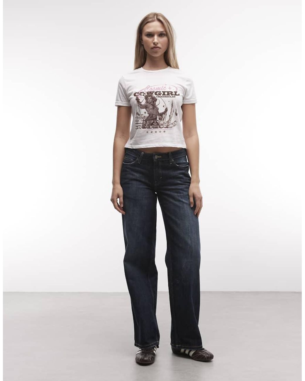 PRNT White Cowgirl Chronicals Cropped T-Shirt