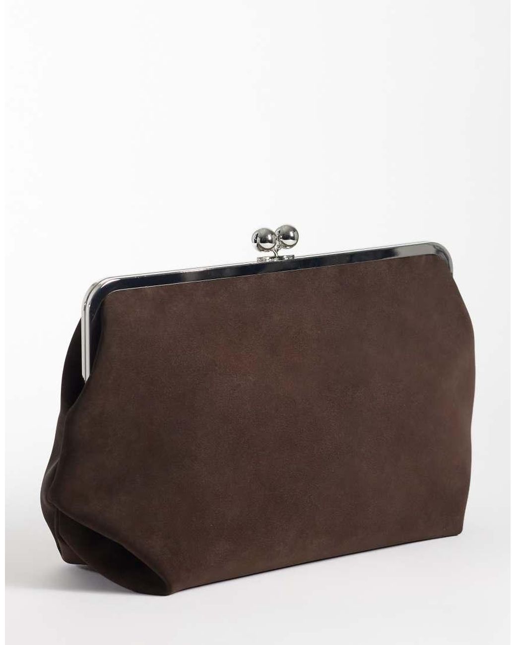 ASOS Brown Velvet Touch Oversized Frame Clutch Bag