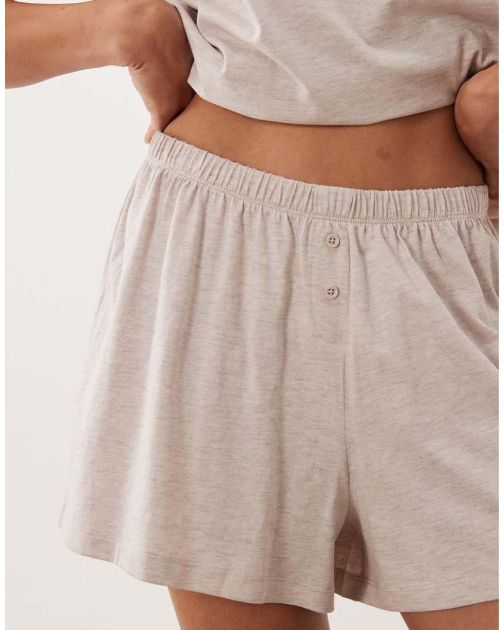 ASOS Natural Mix & Match Cotton Pajama Shorts