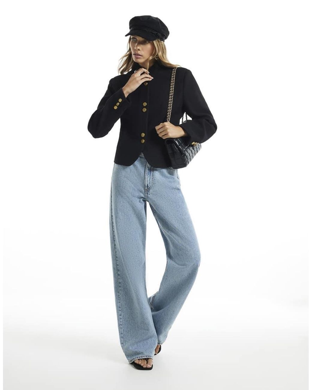 River Island Black Button Drummer Jacket
