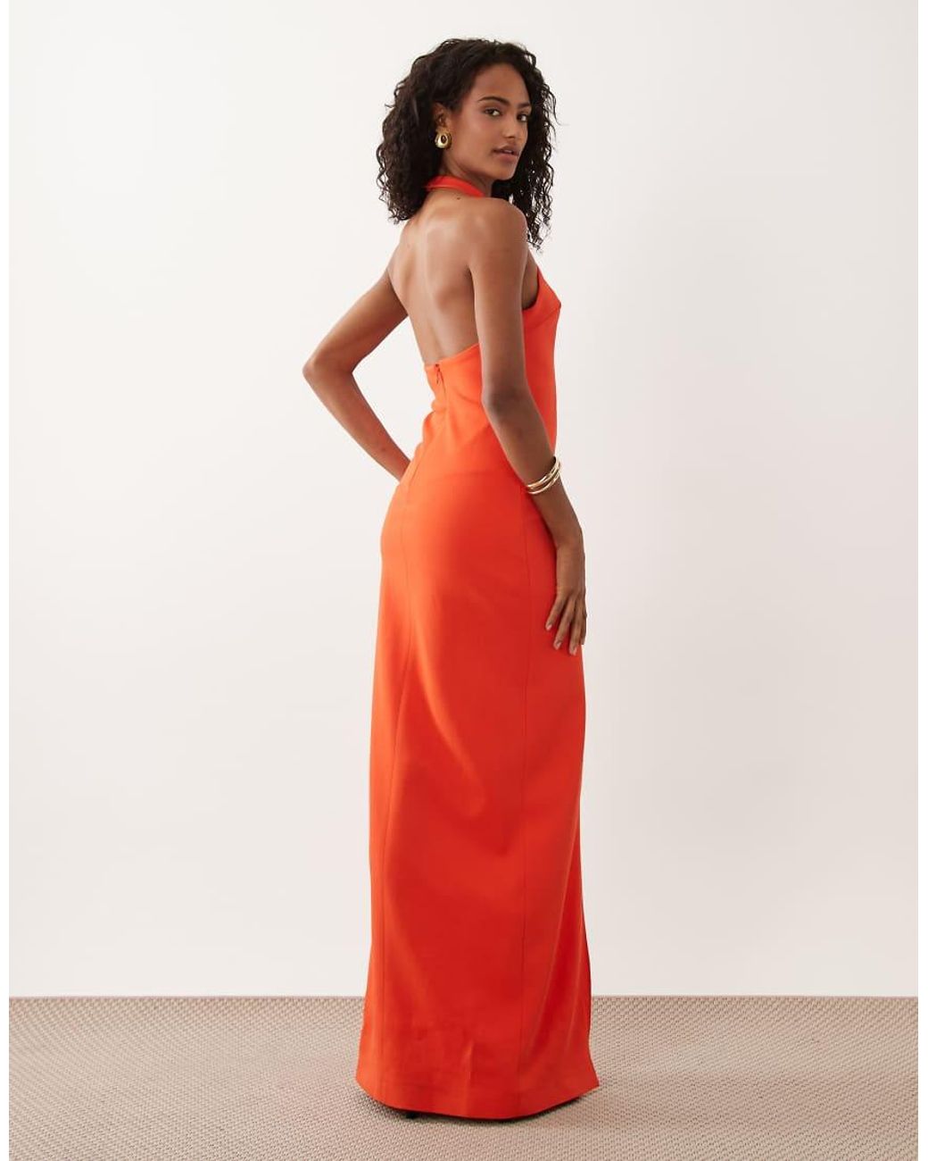 Mango Red Capsule Deep V Halterneck Maxi Dress