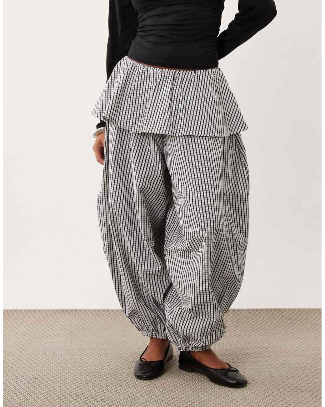 ASOS Gray Asos Design Petite Balloon Pants With Skirt Overlay Detail