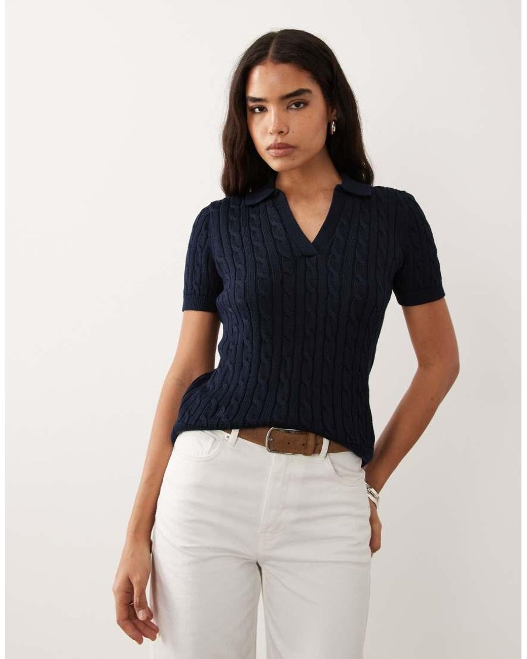 Ralph Lauren Blue Fine Knit Polo Top