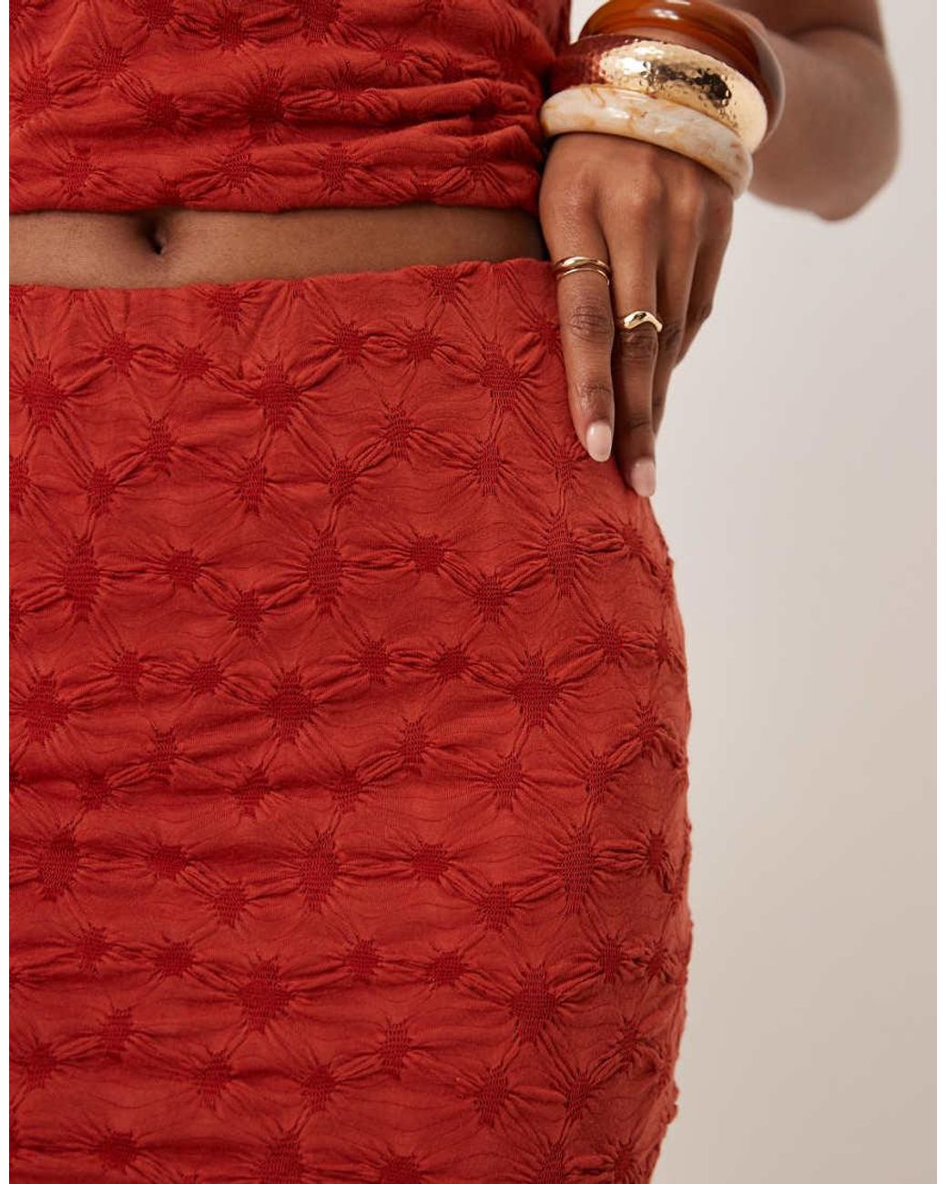 Vila Red Textu Mini Skirt Co-ord