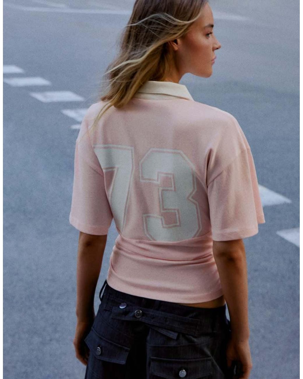 Bershka Gray Short Sleeve Sash Print Polo Shirt