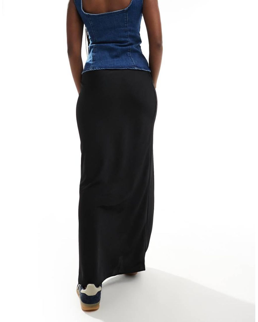 ASOS Black Satin Bias Maxi Skirt