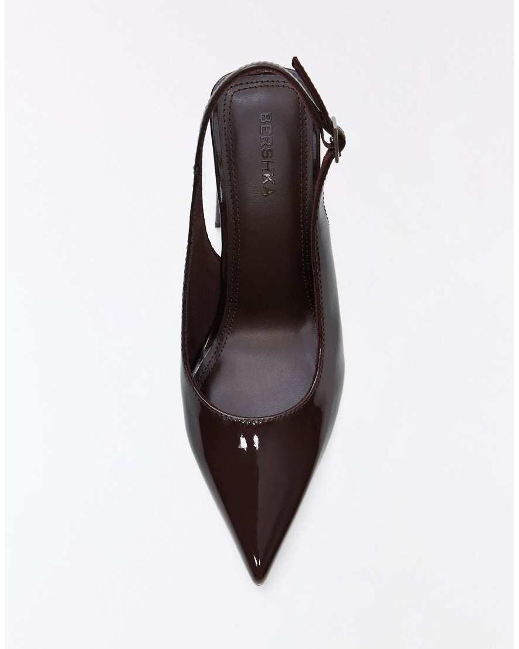 Bershka White Slingback Block Heel Shoes