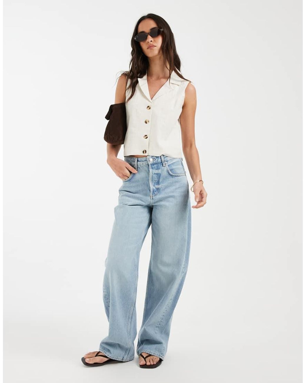 Jdy White Tailored Waistcoat With Linen