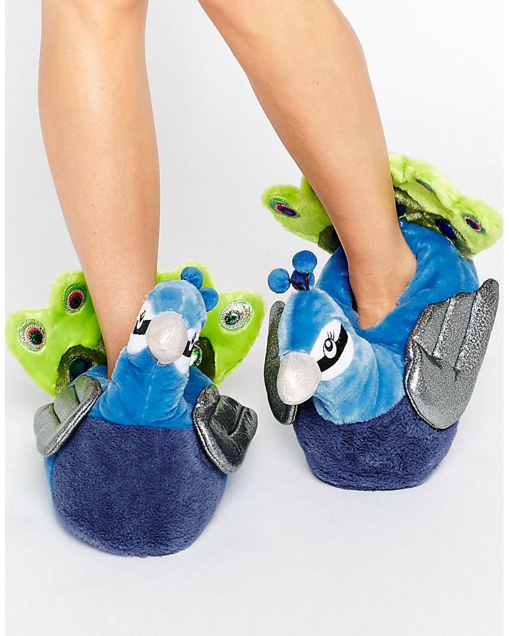 ASOS Nayla Peacock Slippers in Blue Lyst