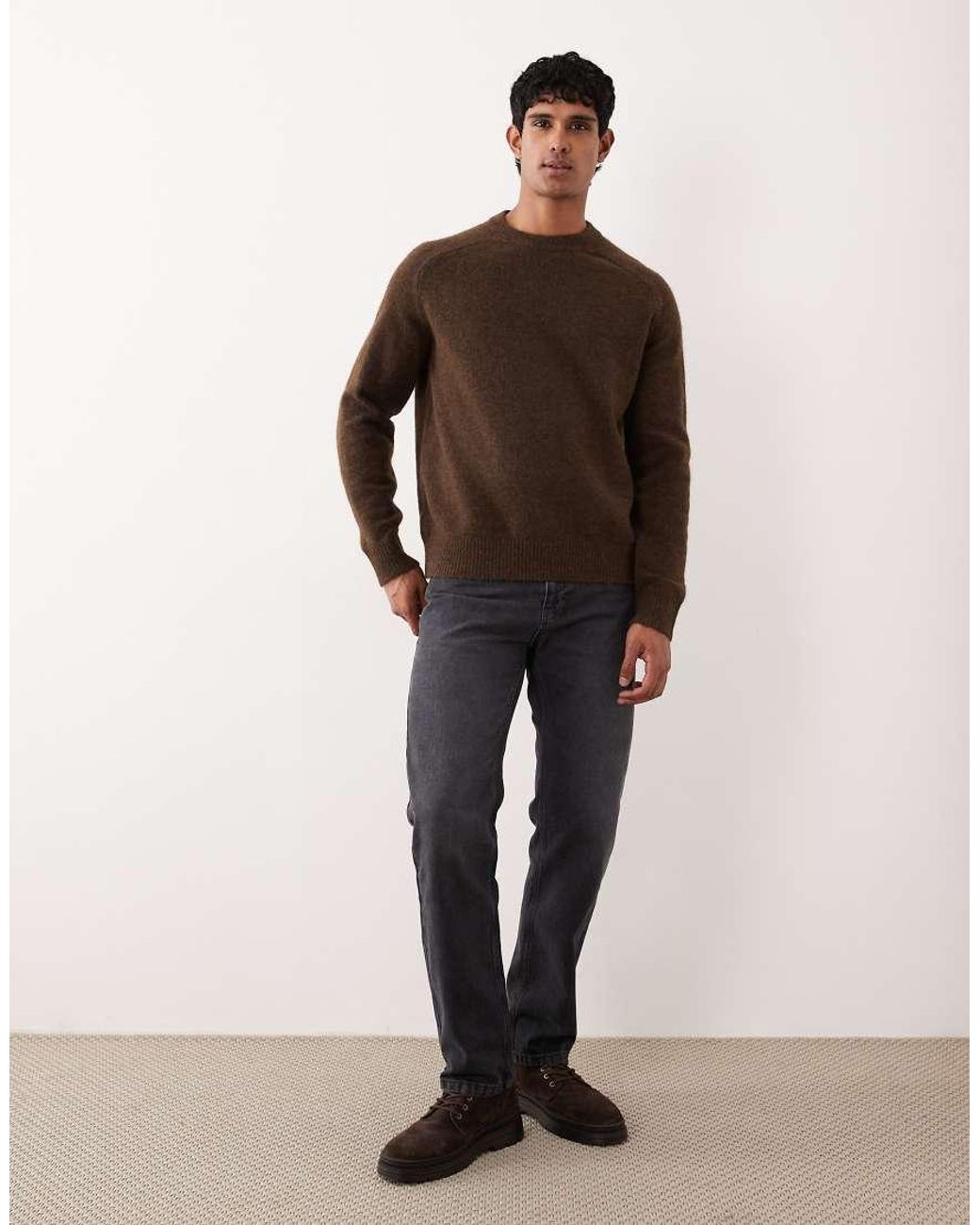 SELECTED Brown Boxy Alpaca Blend Jumper for men