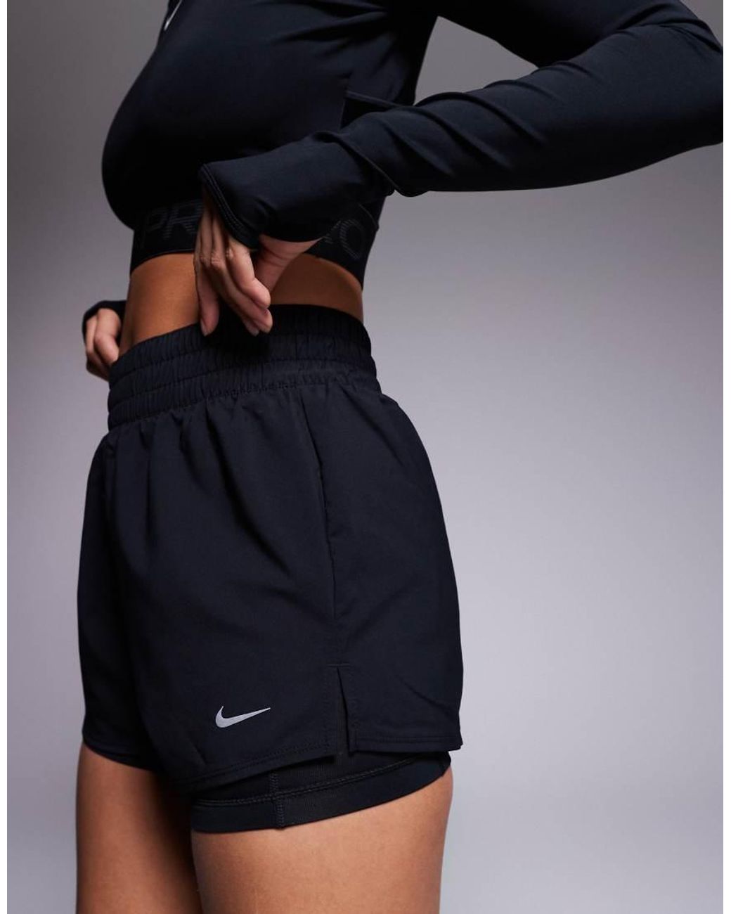 Nike Black Nike One Training Dri-fit High Waisted 3 Inch 2