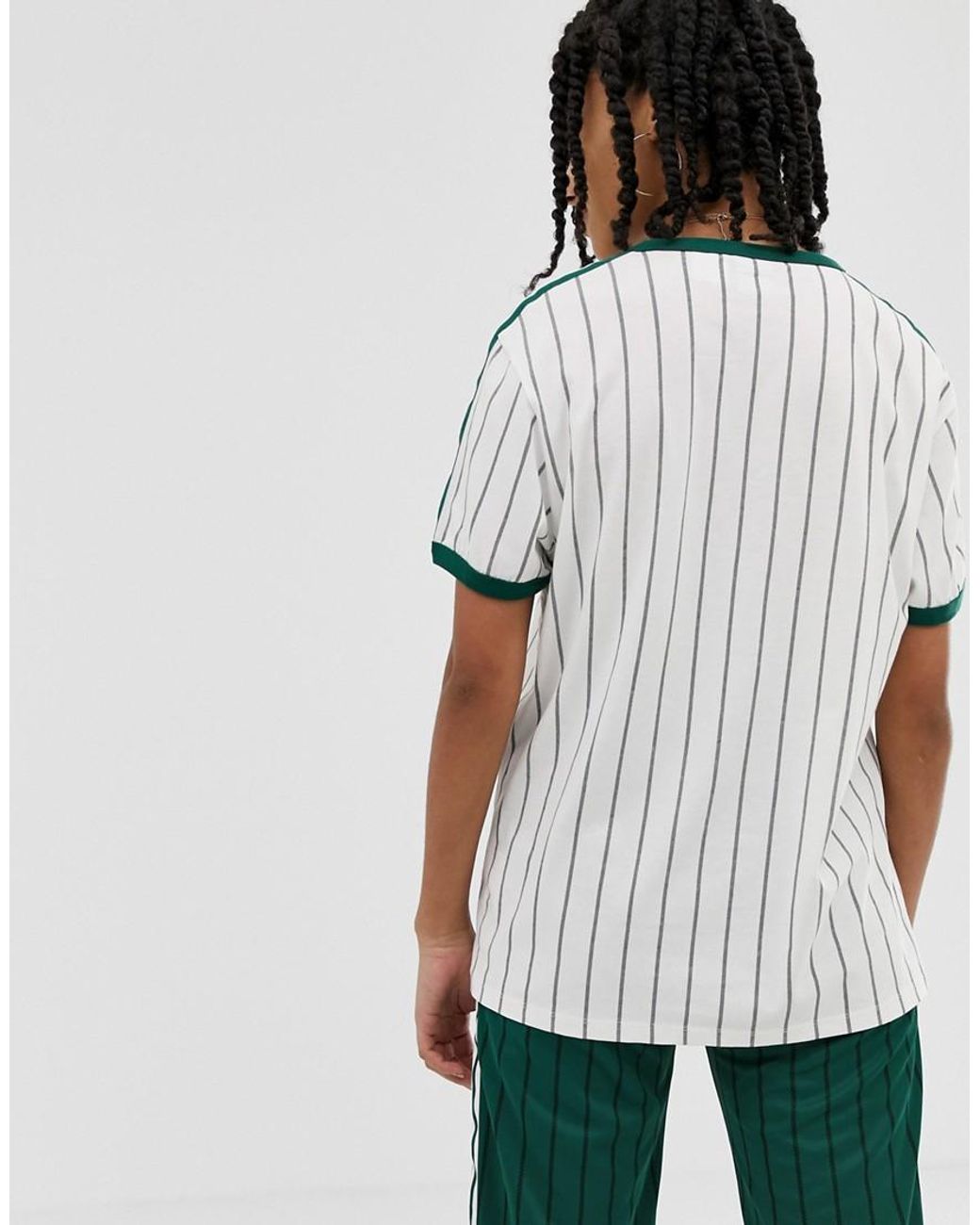 Camiseta blanca con rayas verdes adidas Originals de Algodón de color Verde  | Lyst