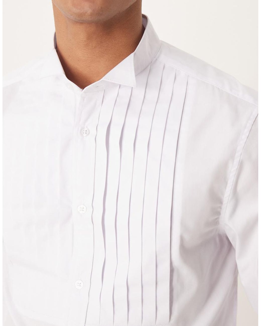 Camisa De Vestir Blanca De Corte Estándar Con Pechera Delantera Plisada Y  Cuello Ópera De ASOS de hombre de color Blanco | Lyst, image size:1040x1300