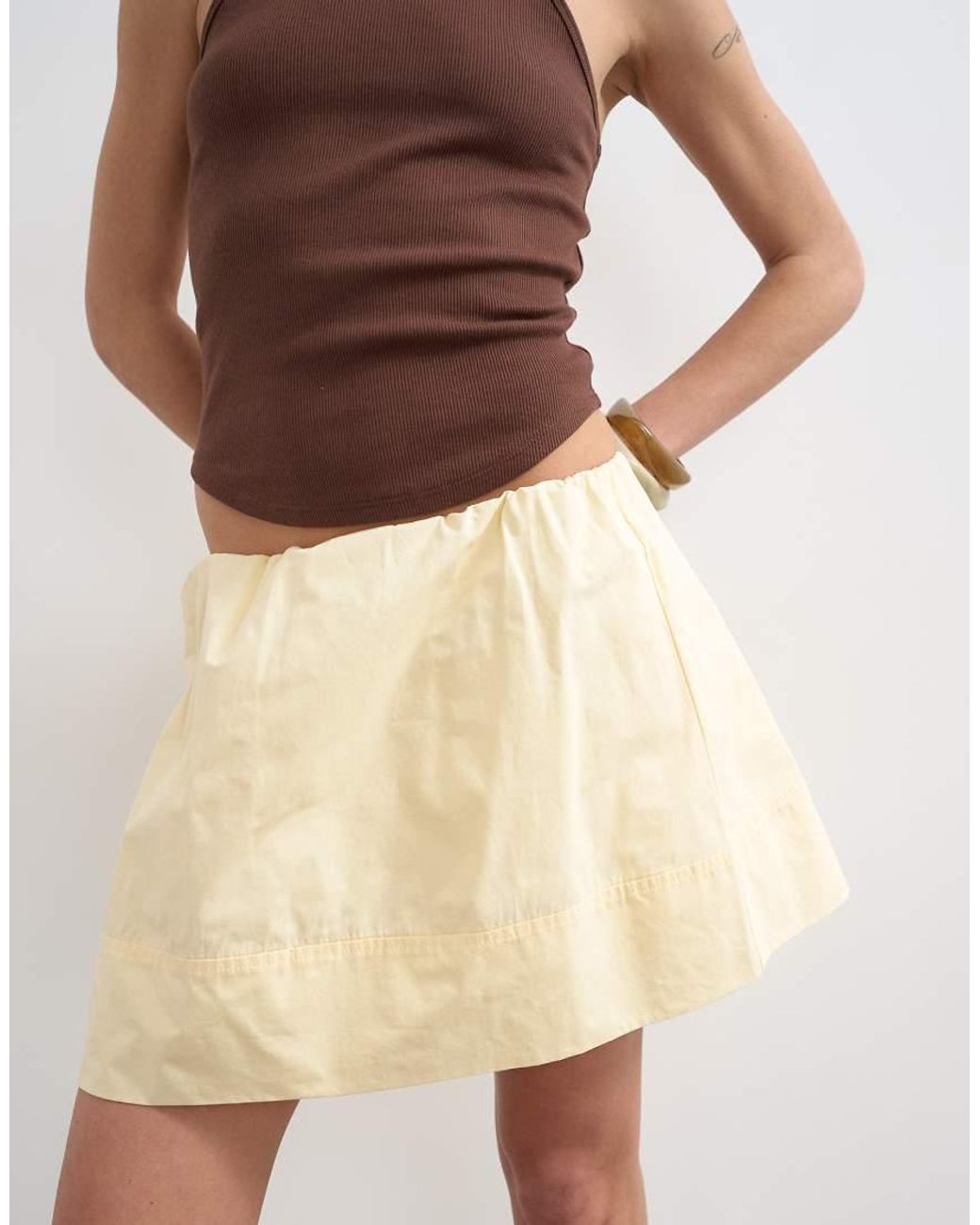 TOPSHOP Natural Poplin Mini Skirt