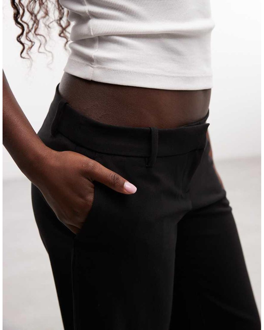 Weekday Black Low Waist Flared Tailored Pants