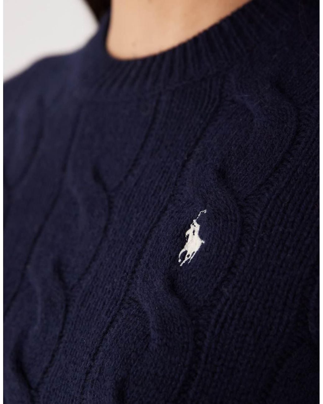 Polo Ralph Lauren Blue Icon Logo Straight Fit Exploded Cable Knit Jumper