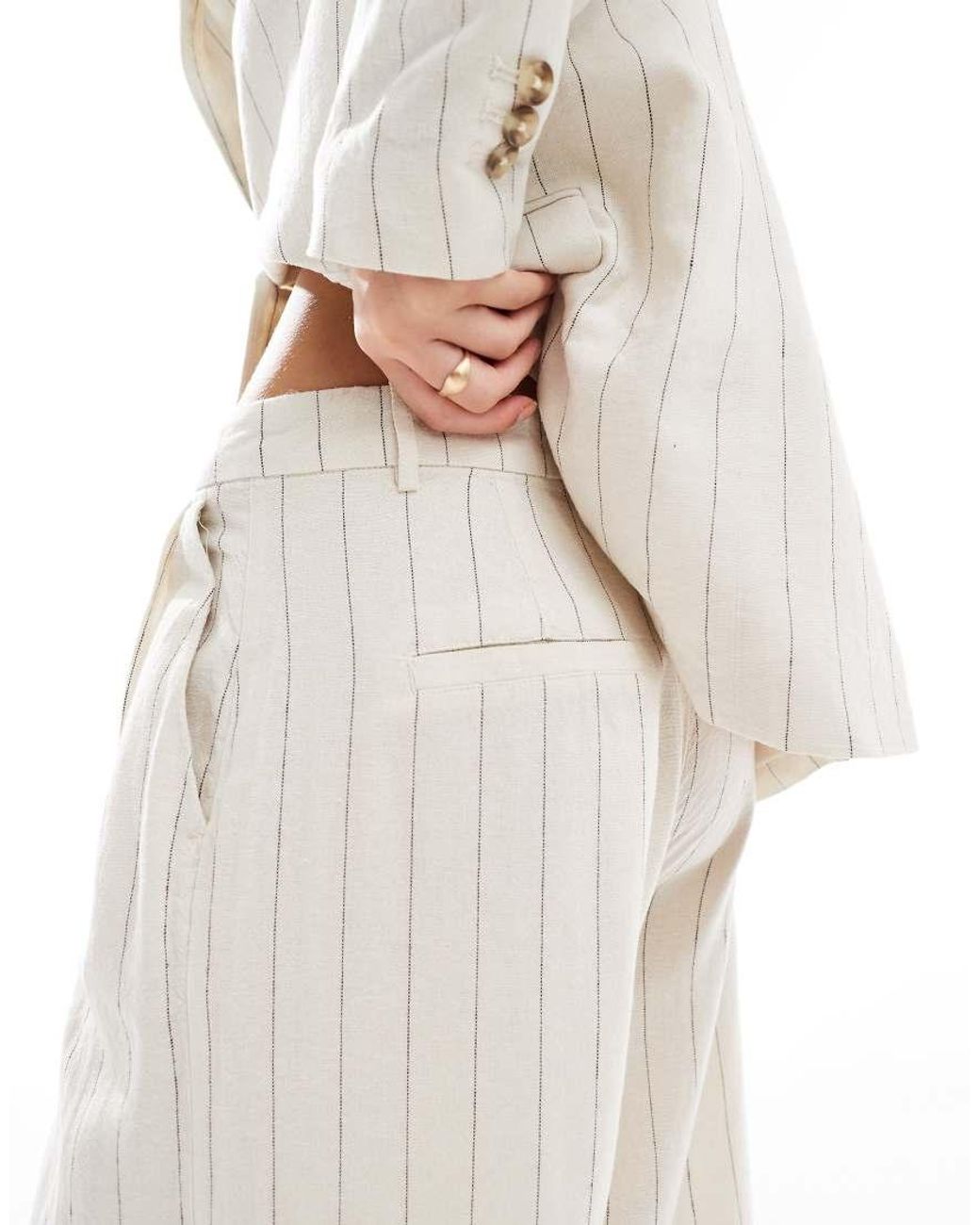 Vero Moda White Mix And Match Linen Touch Pleat Front Trouser Co-Ord