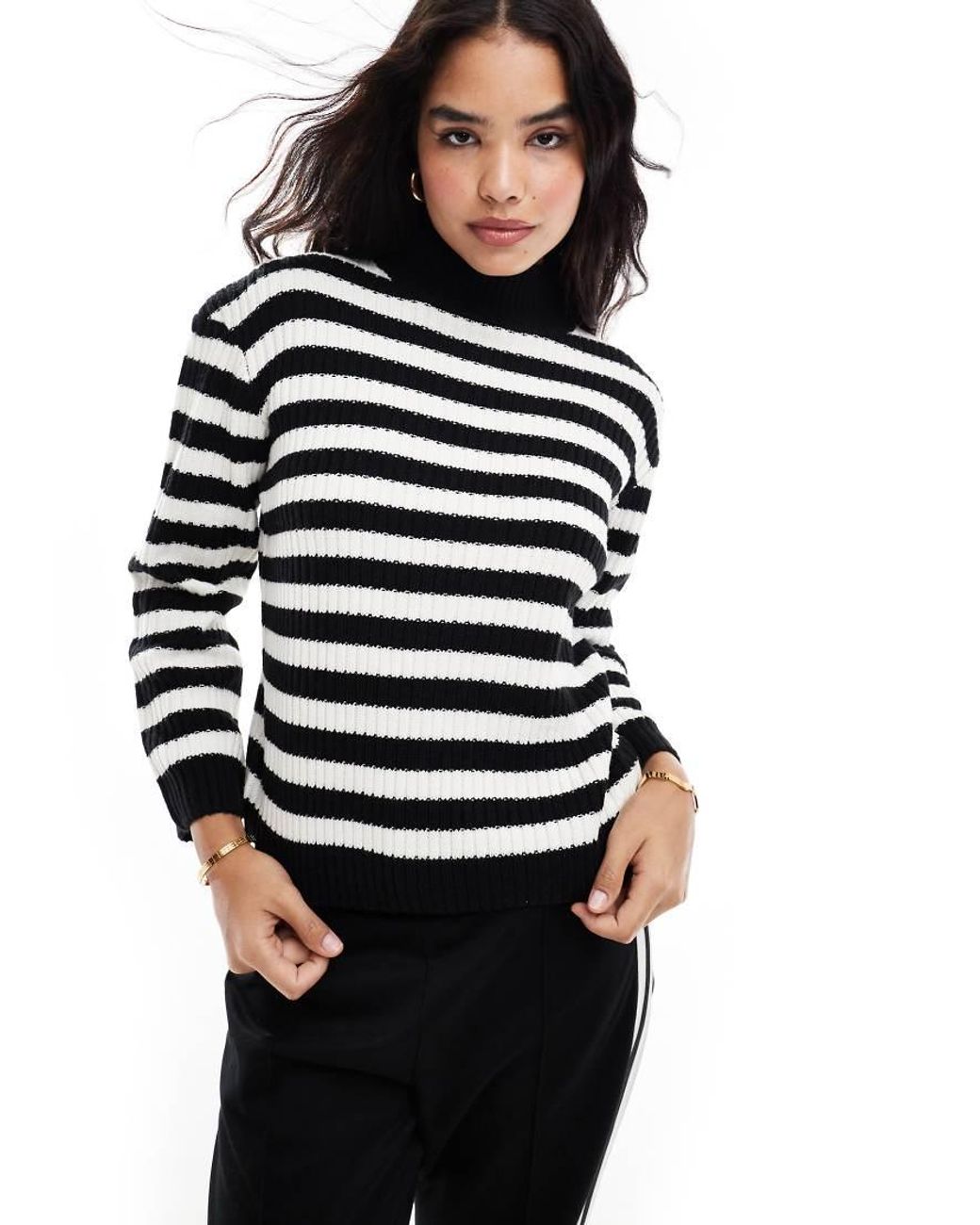 Threadbare High Neck Oversized Jumper in Black Lyst UK