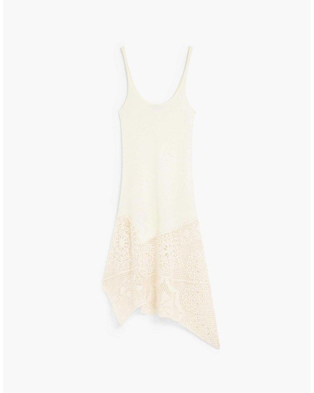 Desigual Natural Asymmetric Crochet Dress