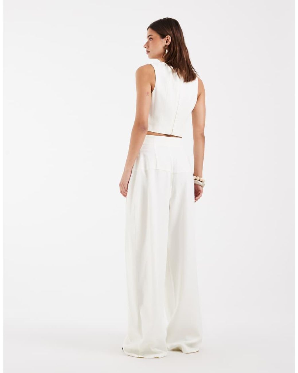 ASOS White Tailored Snatch Waist Wide Leg