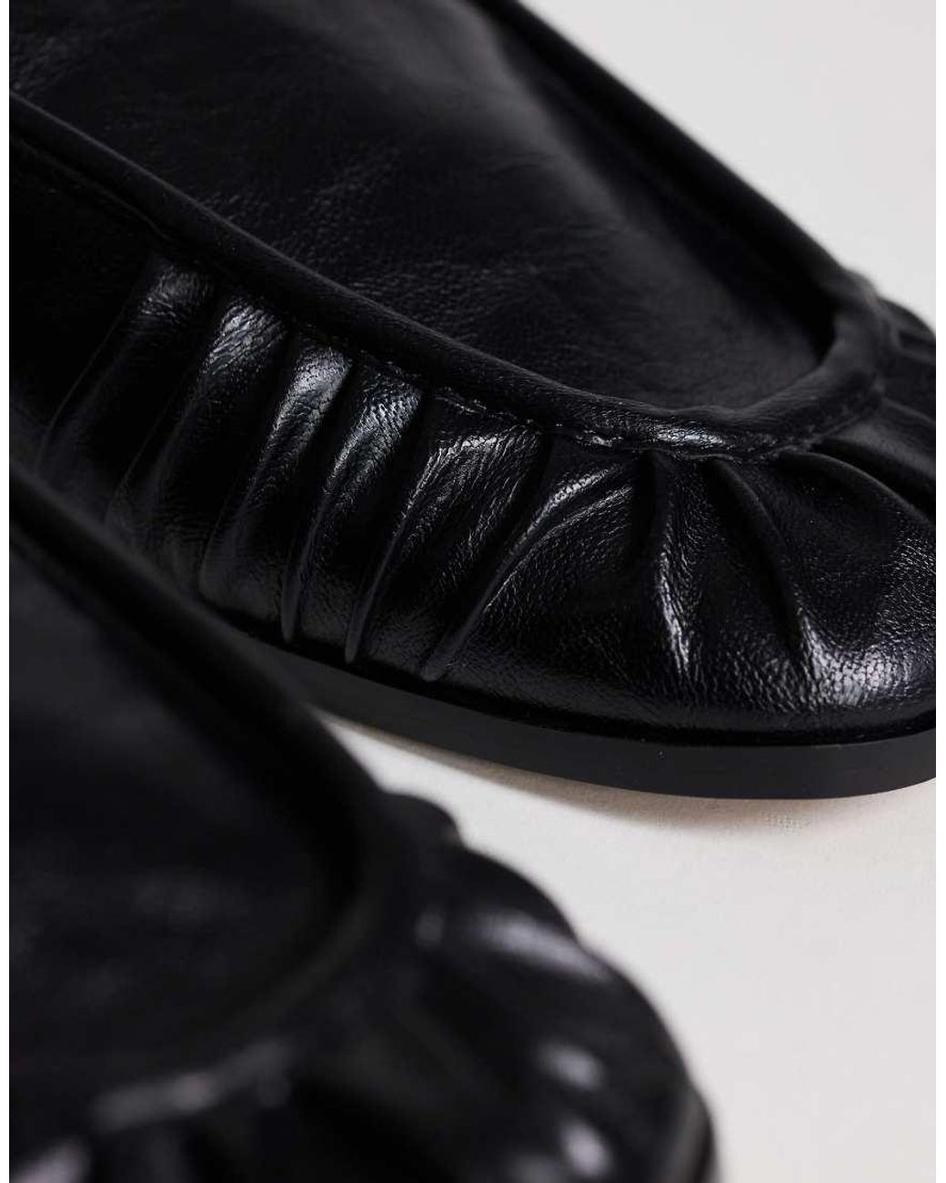 TOPSHOP Black Dora Ruched Loafers