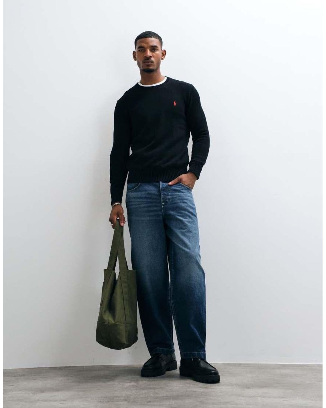 Polo Ralph Lauren Blue Icon Logo Heavyweight Cotton Knit Jumper for men