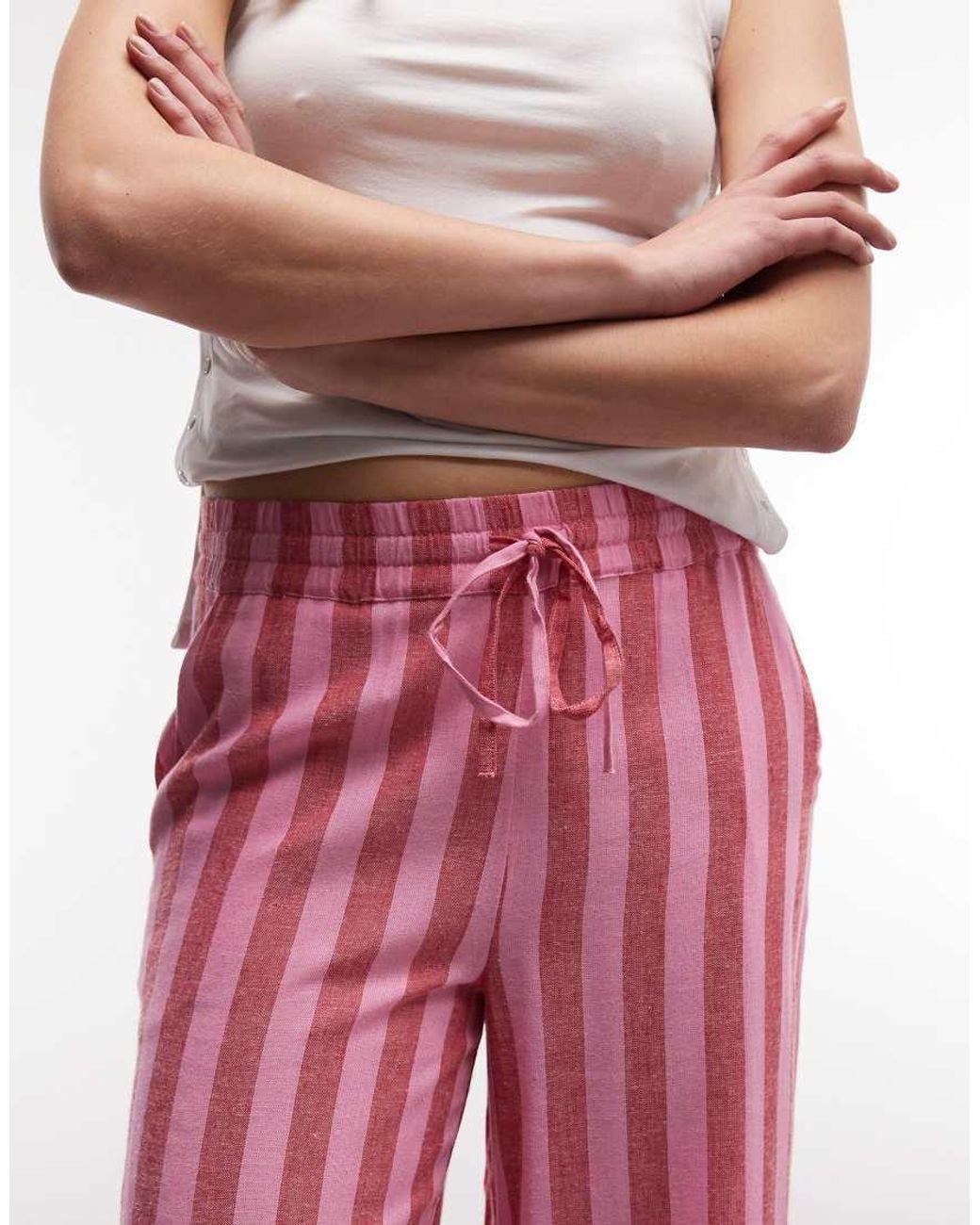 Noisy May Pink Linen Mix Pants