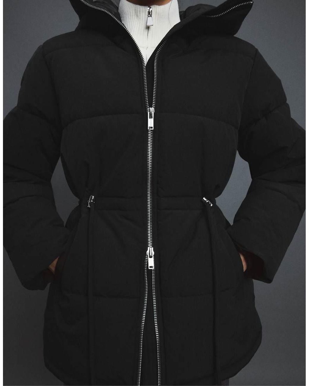 Stradivarius Black Mid-Length Padded Coat