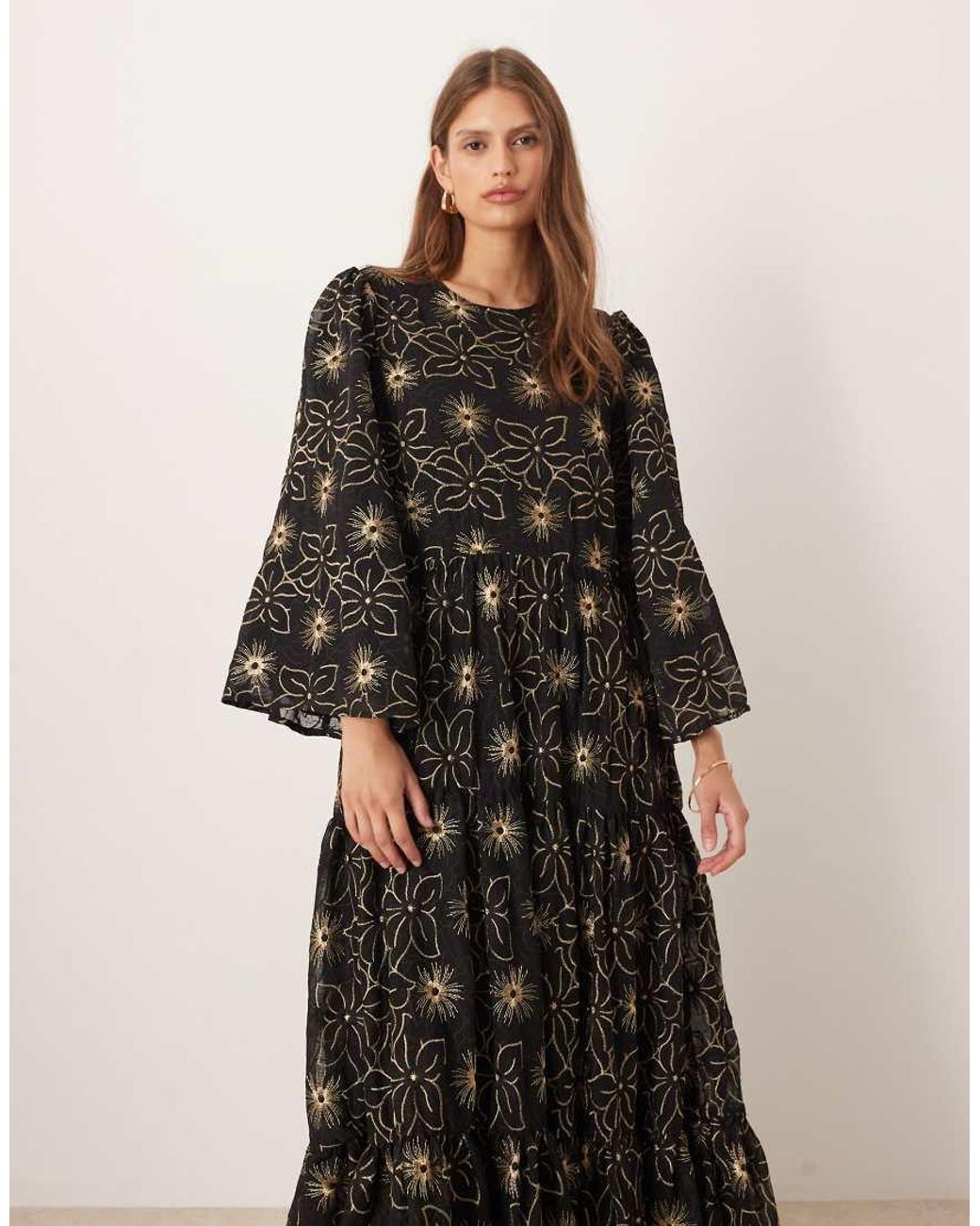 Sister Jane Black Dream Embroidered Smock Maxi Dress