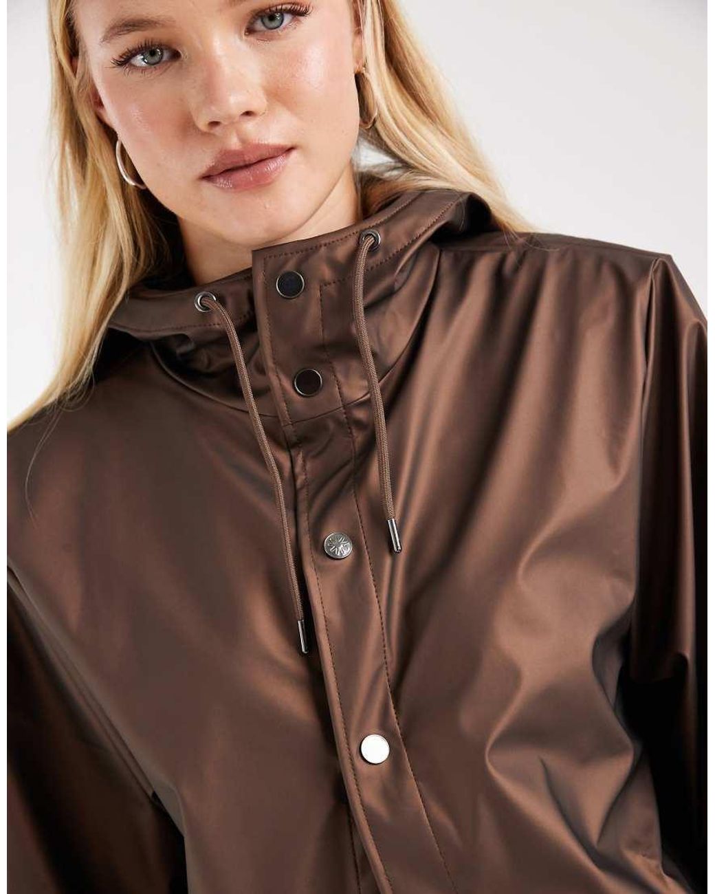 Rains Brown 12010 Waterproof Hooded Short Jacket
