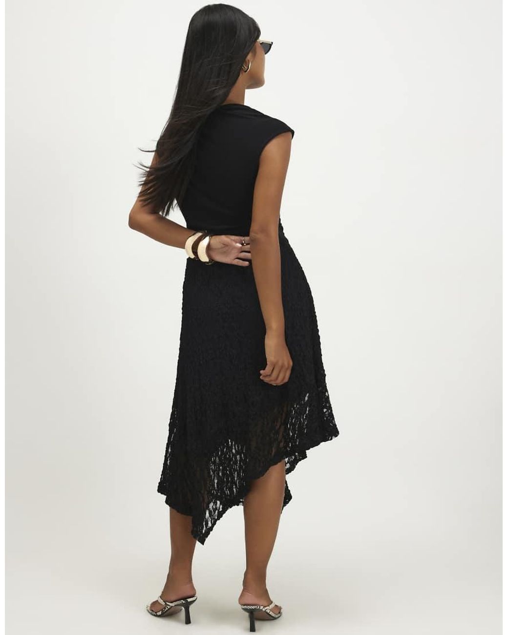 River Island Black Lace Hybrid Drape Dress