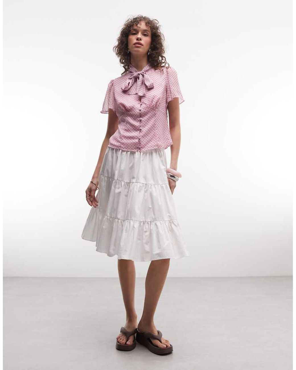 Reclaimed Vintage Pink Bow Blouse