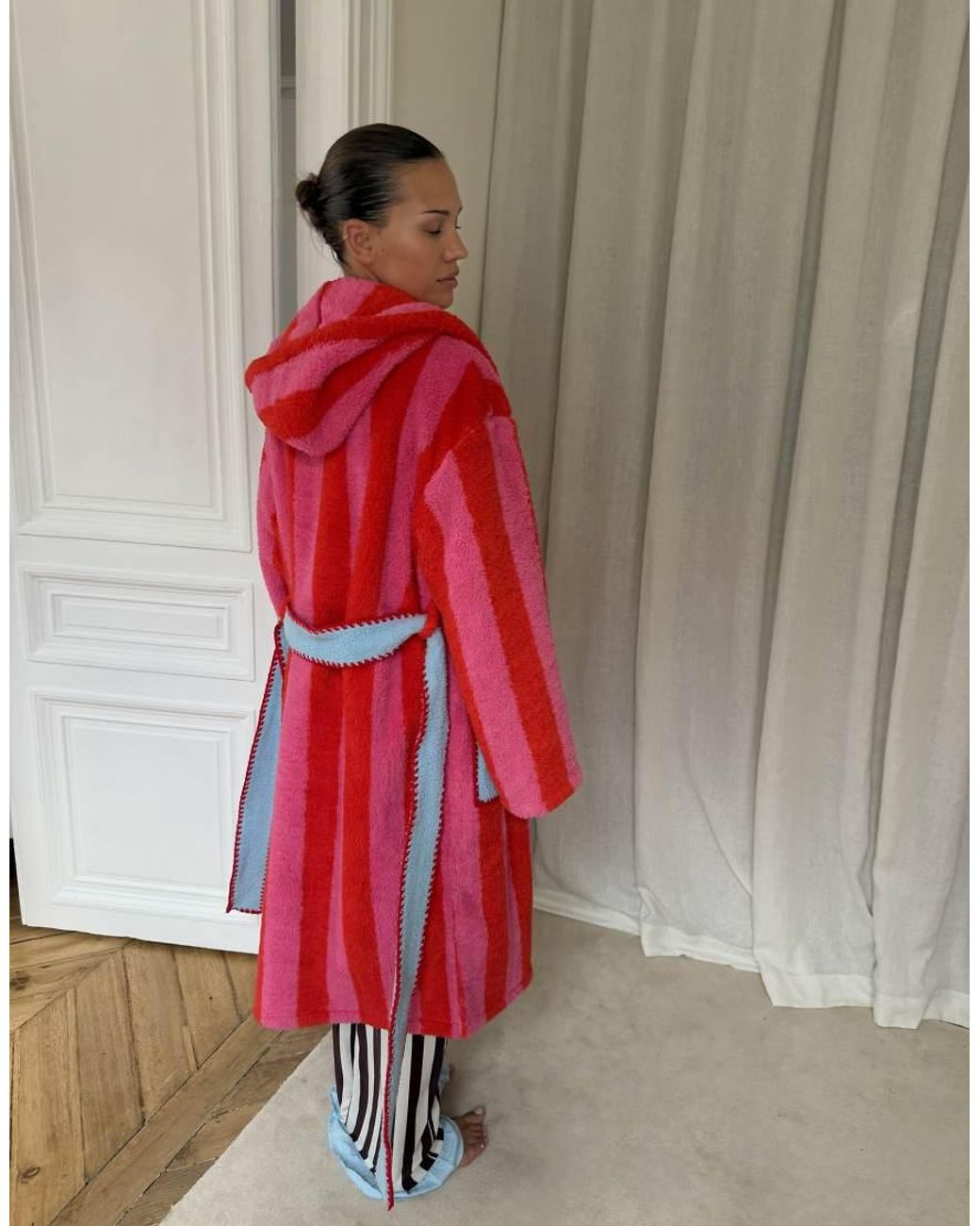 Never Fully Dressed Red Fluffy Hooded Belt Detail Pocket Dressing Gown