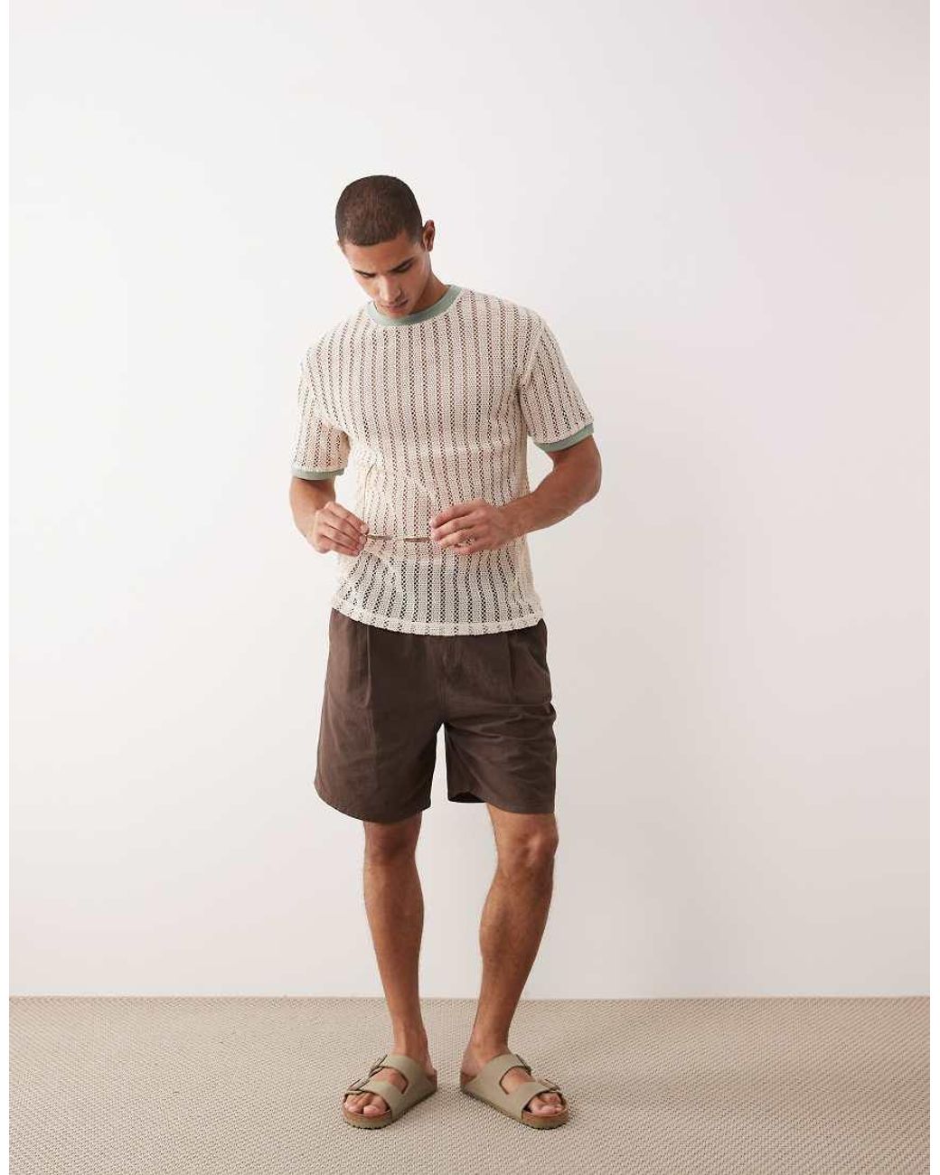 ASOS Brown Relaxed Ringer T-shirt for men
