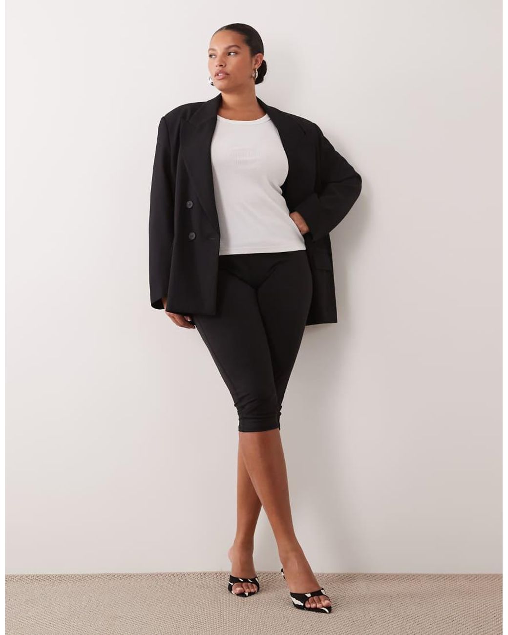 ASOS Black Curve Tailored Strong Shoulder Double Breasted Blazer