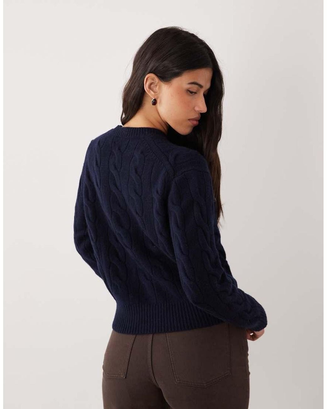 Polo Ralph Lauren Blue Icon Logo Straight Fit Exploded Cable Knit Jumper