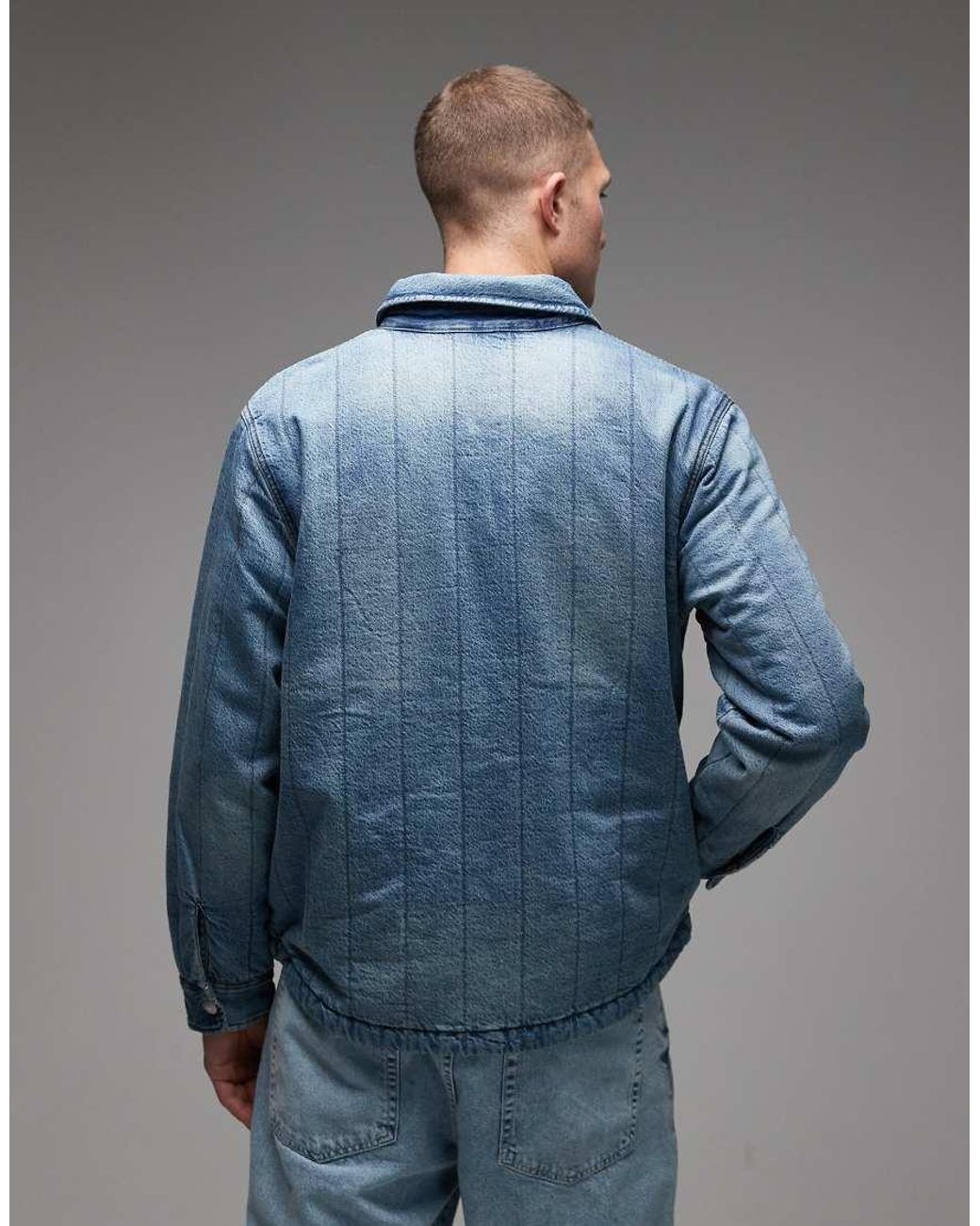 Levi's Blue Kyren Quilted Zip Front Denim Overshirt Jacket for men