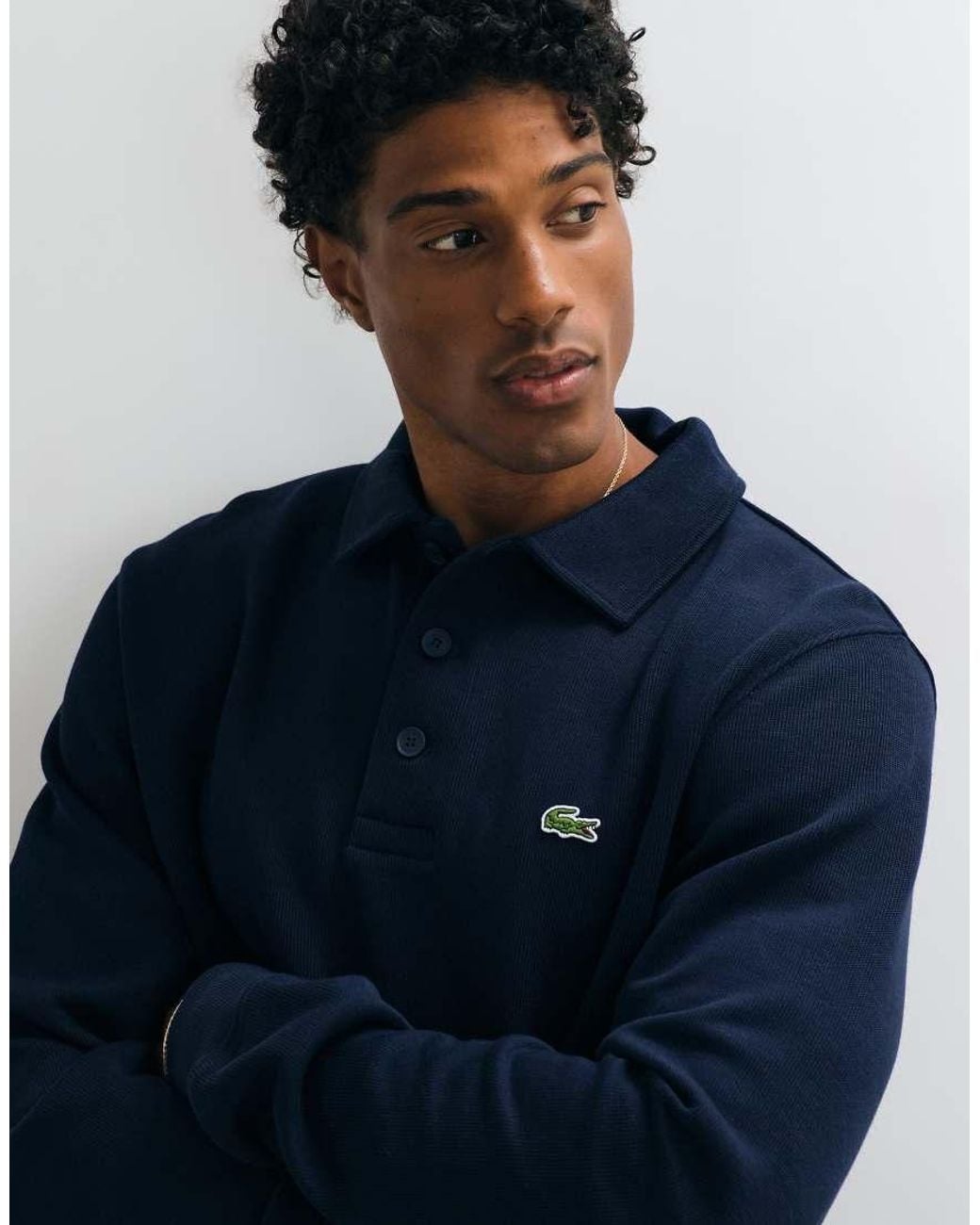 Lacoste Blue Collared Rib Polo for men