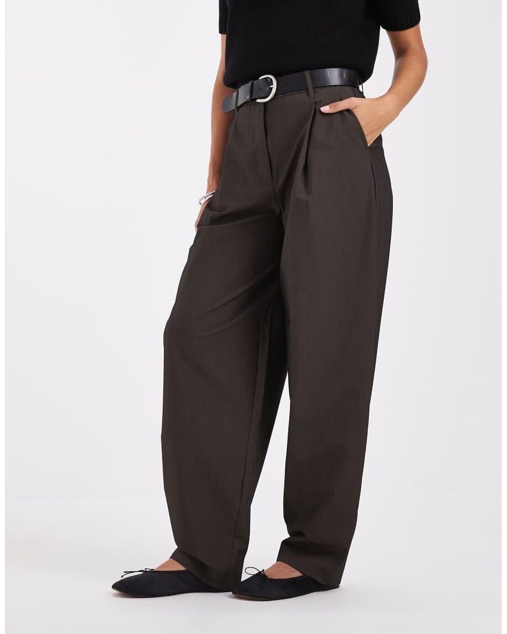 ASOS Black Tailored Belted Balloon Barrel Trousers
