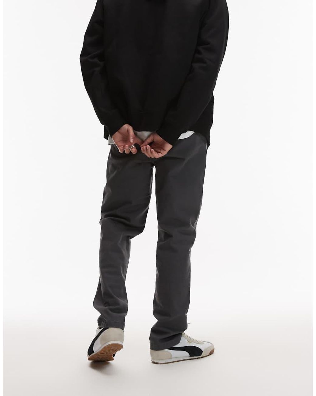 Topman Black Slim Chino Trousers for men